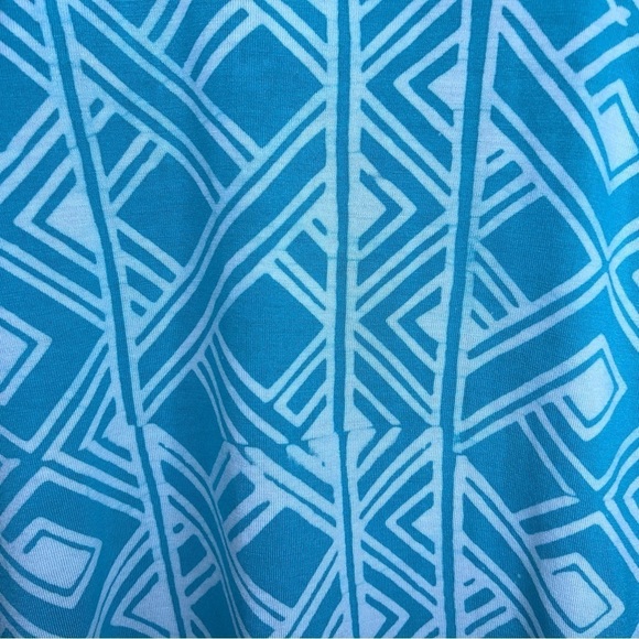 XL SANTIKI TEAL BLUE WHITE BELL SLEEVE BLOUSE TOP STRETCH PULLOVER - Picture 9 of 11